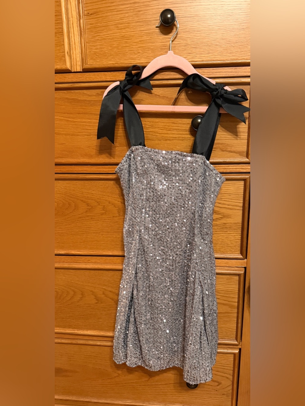 Flowers by Zoe Silver Sequin Dress with Black Tag Detail